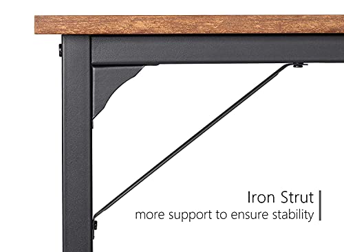 CubiCubi Study Computer Desk 100cm Home Office Writing Small Desk, Modern Simple Style PC Table, Black Metal Frame, Rustic Brown