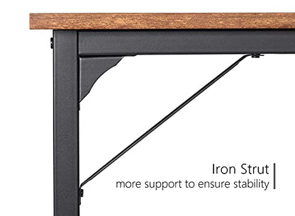 CubiCubi Study Computer Desk 100cm Home Office Writing Small Desk, Modern Simple Style PC Table, Black Metal Frame, Rustic Brown