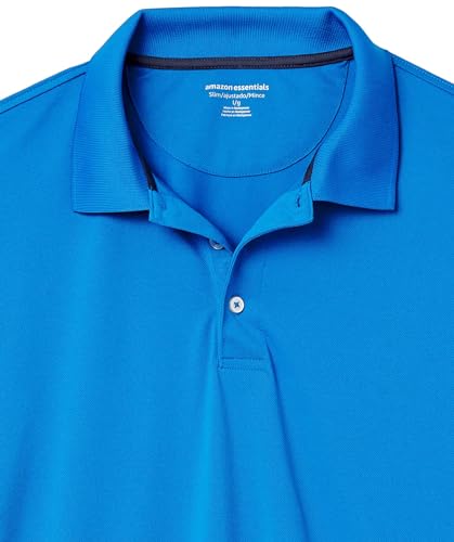 Amazon Essentials Men's Slim-Fit Quick-Dry Golf Polo Shirt, Metallic Blue, M