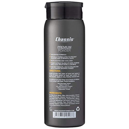 Chassis Unscented Powder for Men Premium Body Powder, Talc-Free