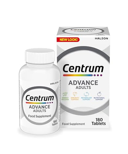 Centrum Advance Multivitamin Tablets for Men and Women, Vitamins with 24 Essential Nutrients, including Vitamin C, D and Zinc, 180 ct (Packaging and Tablet colour may vary slightly)