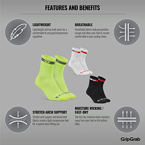 - GripGrab Classic Regular Cut Single & Multipack Summer Cycling Socks -