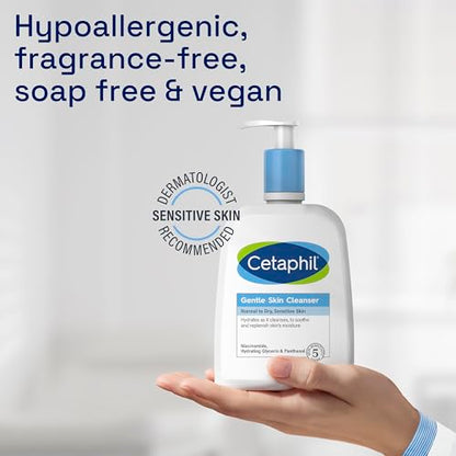 Cetaphil Gentle Skin Cleanser, 473ml, Face & Body Wash, For Normal To Dry Sensitive Skin, With Niacinamide & Glycerin, Soap Free