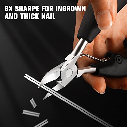 BEZOX Precision Toenail Clippers for Thick or Ingrown Toenails- Podiatrist Toenail Clippers - Professional Large Nail Clipper Grooming Tool - W/Metal Box/Spare Spring