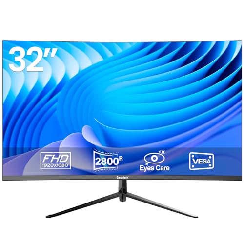- Gawfolk 32 Inch Computer Monitor | 75Hz Full HD 1920 x 1080p Curved Display | HDMI/VGA -