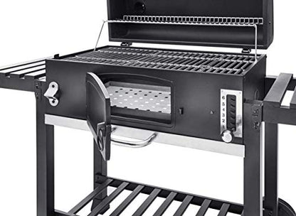 CosmoGrill Outdoor XXL Smoker Barbecue Charcoal Portable BBQ with Lid Cover, Adjustable Grill and Built-in Temperature Gauge, for Home Garden Party Cooking