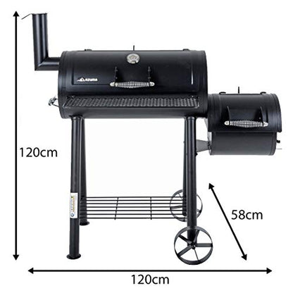 Azuma Bandit Barrel BBQ Charcoal Grill Wood Smoker Firebox Black Steel Portable Barbecue