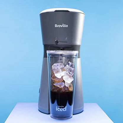 Breville Iced Coffee Maker | Single Serve Iced Coffee Machine Plus Coffee Cup with Straw | Ready in Under 4 Minutes | Grey [VCF155]