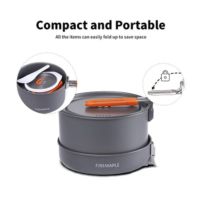 - Fire-Maple Feast 4 Camping Cookware Set | Outdoor Cooking kit with Pot Kettle Pan Bowls and Spatula -