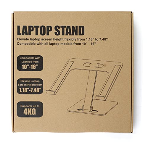 Babacom Laptop Stand Lap Desk, Ergonomic Foldable Computer Stand with Adjustable Height, Ventilated Aluminium Alloy Riser Compatible with MacBook Air, Pro, All 10-16" Laptops (Silver)