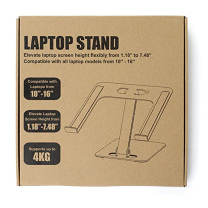 Babacom Laptop Stand Lap Desk, Ergonomic Foldable Computer Stand with Adjustable Height, Ventilated Aluminium Alloy Riser Compatible with MacBook Air, Pro, All 10-16" Laptops (Silver)