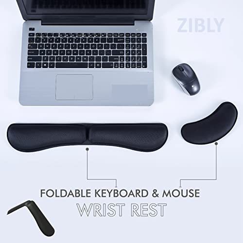 - ZIBLY Wrist Rest Keyboard and Mouse Set - Non-Slip Ergonomic Wrist Cushion Support Pad - Easy Typing, Pain Relief