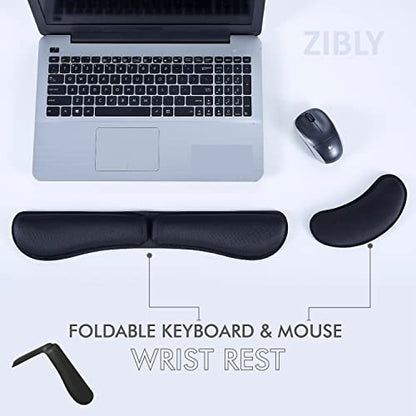 - ZIBLY Wrist Rest Keyboard and Mouse Set - Non-Slip Ergonomic Wrist Cushion Support Pad - Easy Typing, Pain Relief