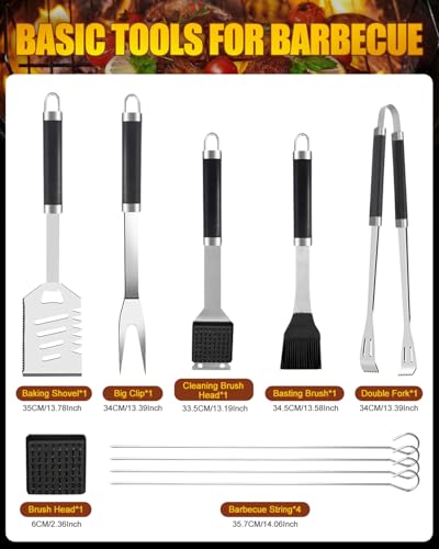 - Trongle BBQ Tools Set | 11pcs | Stainless Steel BBQ Utensils Set | Heat Resistant Handles| BBQ Accessories  -