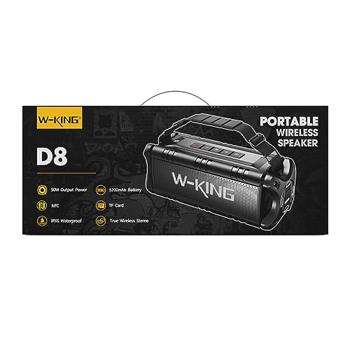 - W-KING Bluetooth Speakers, 90W Peak 50W RMS Portable Bluetooth Speaker