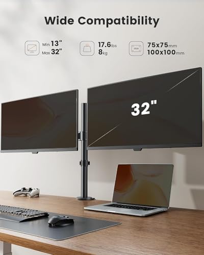 - ErGear Dual Monitor Stand for 13 to 32 Inch Screens | Dual Monitor Arm Ergonomic Viewing Angle -