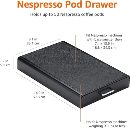 Amazon Basics Nespresso OriginalLine Coffee Pod Storage with 1 Drawer Holder, 50 Capsule Capacity, Black , ‎DHCD002