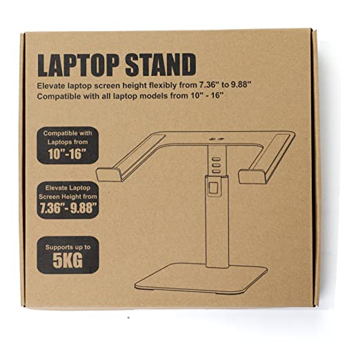 Babacom Laptop Stand for Desk, 8 Adjustable Height Aluminum Laptop Riser, Ergonomic Computer Stand Sit to Stand Laptop Cooling Pads Compatible with MacBook, Air, Pro and More 10"-16" Notebooks-Black