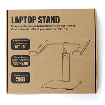 Babacom Laptop Stand for Desk, 8 Adjustable Height Aluminum Laptop Riser, Ergonomic Computer Stand Sit to Stand Laptop Cooling Pads Compatible with MacBook, Air, Pro and More 10"-16" Notebooks-Black