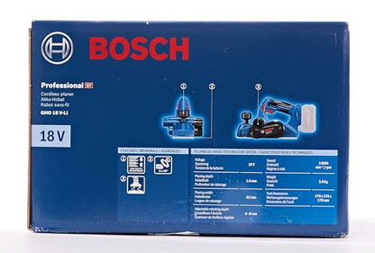 Bosch Professional 18V System Cordless Planer GHO 18V-LI (no-Load Speed 14,000 min-1, max. chip Thickness 1.6 mm, Without Rechargeable Batteries and Charger, in Cardboard Box)