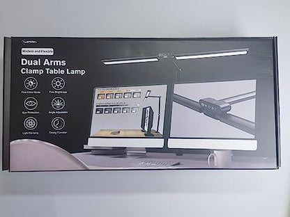 - Hapfish LED Desk Lamp for Office | 24W Double Head Desk Light Bar for Study | Super Wide & Bright | 5 Color Modes and 5 Dimmable -