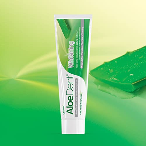 Aloe Dent Whitening Aloe Vera Toothpaste Fluoride Free, Natural Action, Vegan, Cruelty Free , SLS Free, Naturally White, Healthy Gums , 100 ml, packaging may vary
