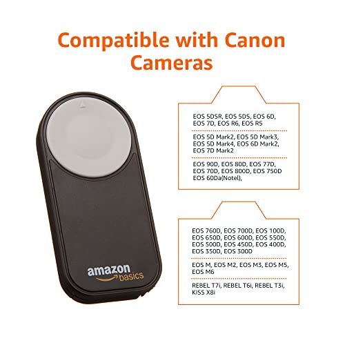 Amazon Basics Wireless Remote Control for Canon Cameras EOS 650D / 600D / 550D/ 500D / 400D / 350D / 5D Mark II / 7D, 0.385oz, Black