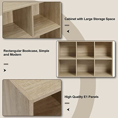 - WOLTU Bookcase, Oak Book Shelf 6 Storage Cubes Unit, Freestanding Bookcases for Living Room, Bedroom