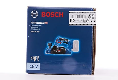 Bosch Professional 18V System Cordless Planer GHO 18V-LI (no-Load Speed 14,000 min-1, max. chip Thickness 1.6 mm, Without Rechargeable Batteries and Charger, in Cardboard Box)