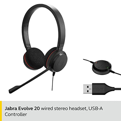 - Jabra Evolve 20 Stereo Headset | Microsoft Certified Headphones for VoIP Softphone | Passive Noise Cancellation -