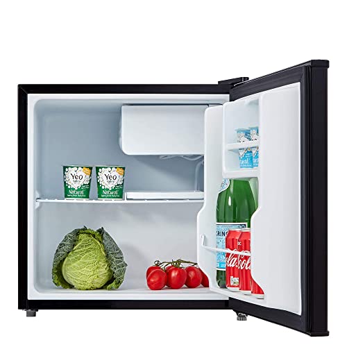 Cookology MFR45BK Small Table Top Mini Fridge for Counter Tops 46 Litre Capacity, Reversible Door, Adjustable Temperature Control and Legs with Chiller Box - In Black