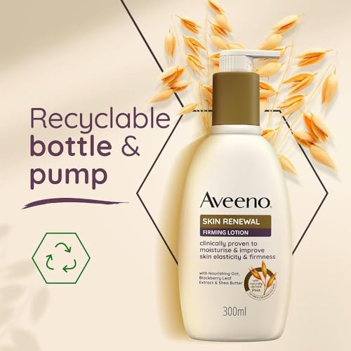 Aveeno Skin Renewal Firming Lotion (1x 300ml), Firming Body Lotion with Nourishing Prebiotic Oat, Shea Butter, 4% Naturally-Derived PHA and Blackberry Leaf Extract, Body Moisturiser Suitable for Dry, Unfirm and Uneven Sensitive Skin