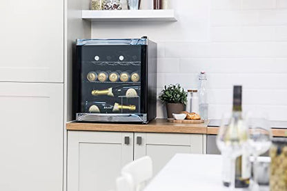 - Russell Hobbs Mini Fridge | 12 Bottle/46L | Freestanding Black Table Top Mini Beer & Wine Fridge -