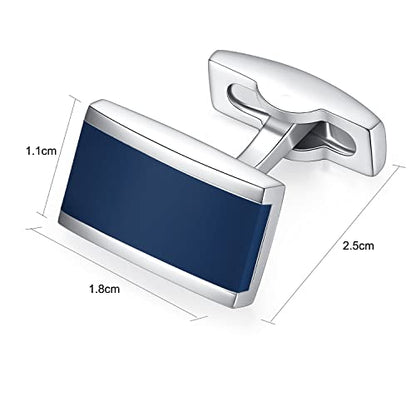 - HONEY BEAR Mens Stainless Steel Rectangle Black Cufflinks -