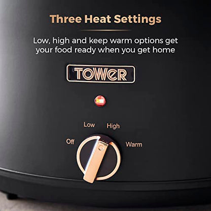 - Tower T16043BLK Cavaletto | 6.5 Litre Slow Cooker | 3 Heat Settings -