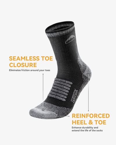 - SAMSOX 2 Pack Merino Wool Hiking Socks | Cushion Socks for Men & Women | Black/Grey | 2-pack | XL -