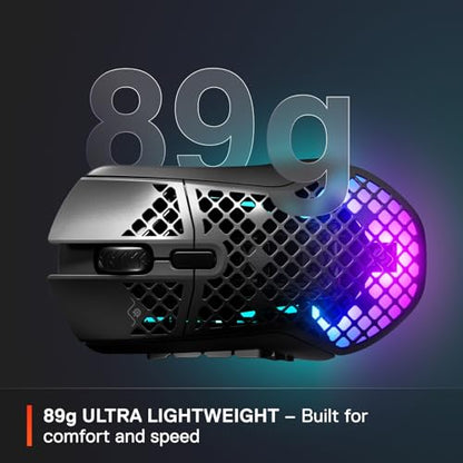 - SteelSeries Aerox 9 Wireless | Holey RGB Gaming Mouse | Ultra-lightweight Water Resistant Design -