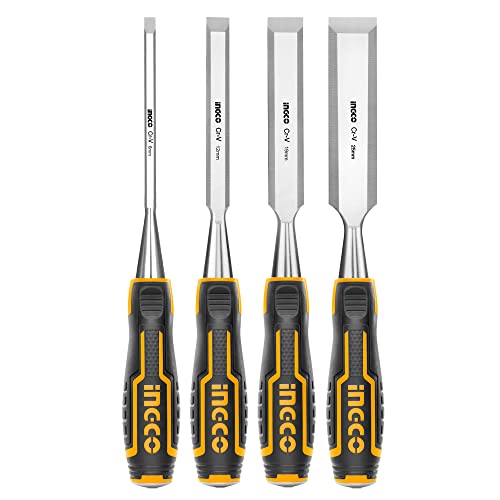 - INGCO 4Pcs Wood Chisel Set | Cr-V Woodworking Carpenter Carving | 6/12/19/25mm HKTWC0401 -