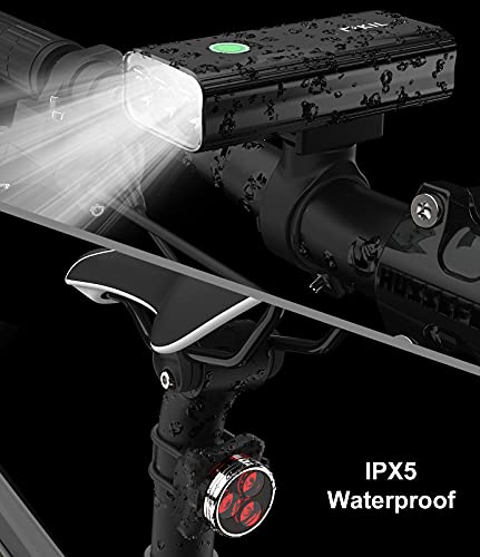 BIKIL Bike Lights Set Front and Back, USB C Rechargeable 6400 mAh Super Bright 2400 Lumen Bicycle light,Easy to Install Bike Headlight and Taillight Combinations,Road and Mountain Cycling Light