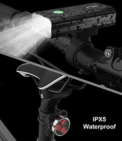 BIKIL Bike Lights Set Front and Back, USB C Rechargeable 6400 mAh Super Bright 2400 Lumen Bicycle light,Easy to Install Bike Headlight and Taillight Combinations,Road and Mountain Cycling Light