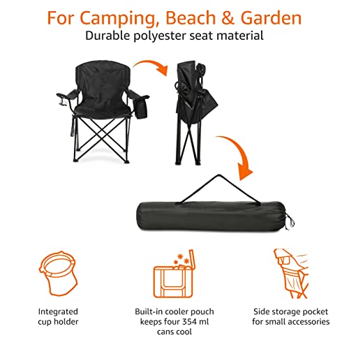 Amazon Basics Camping Chair with Cooler, Black (Padded) - XL