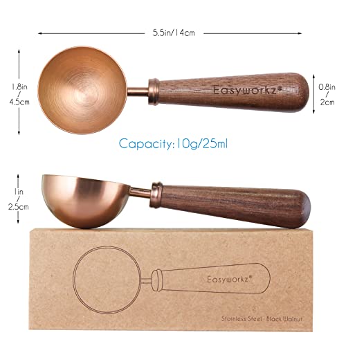 - Easyworkz Retro Stainless Steel Coffee Scoop | Black Walnut Handle | 10g Measuring Spoon (Rose gold) -