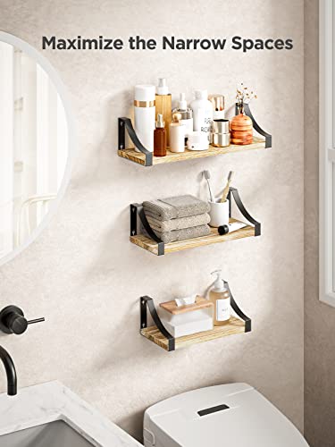 - Pipishell Floating Shelves Wall Mounted Shelf | Paulownia Wood Wall Shelves | Wooden Shelves Set of 3 -