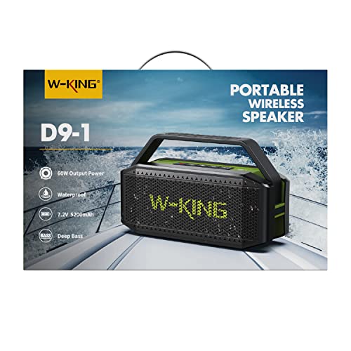 - W-KING Bluetooth Speaker, 100W PEAK 60W Loud Portable Wireless Waterproof Bluetooth Speaker IPX6