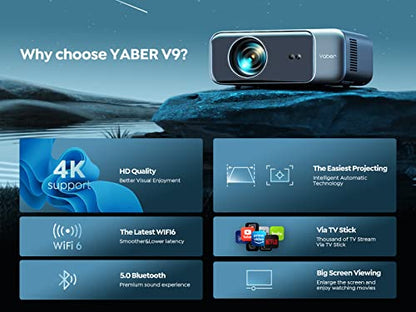 - Auto Focus & Keystone Projector 4K, 26000 Lumens FHD 1080P Portable Projector
