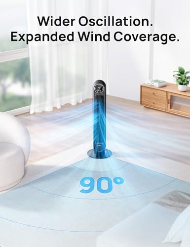 - Dreo 28dB Silent Tower Fan | 7.3m/s Velocity Electric Cooling Fan | Remote Control 90° Oscillating | 4 Speeds | 4 Modes -