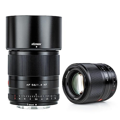 - VILTROX AF 56mm f1.4 XF Prime Portrait Lens for Fuji X Mount Cameras X-E4 X-H1 X-S10 X-T4 X-Pro3 X-T200(STM, Auto Focus, APS-C), Black -