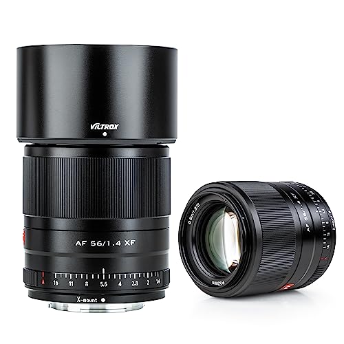- VILTROX AF 56mm f1.4 XF Prime Portrait Lens for Fuji X Mount Cameras X-E4 X-H1 X-S10 X-T4 X-Pro3 X-T200(STM, Auto Focus, APS-C), Black -