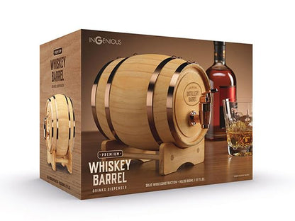 - InGenious Mini Wooden Whiskey Barrel Decanter | Miniature Spirit Keg with Stand -