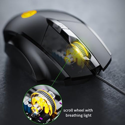 - Wired Mouse, USB wired mouse with 6 Button Silent Click